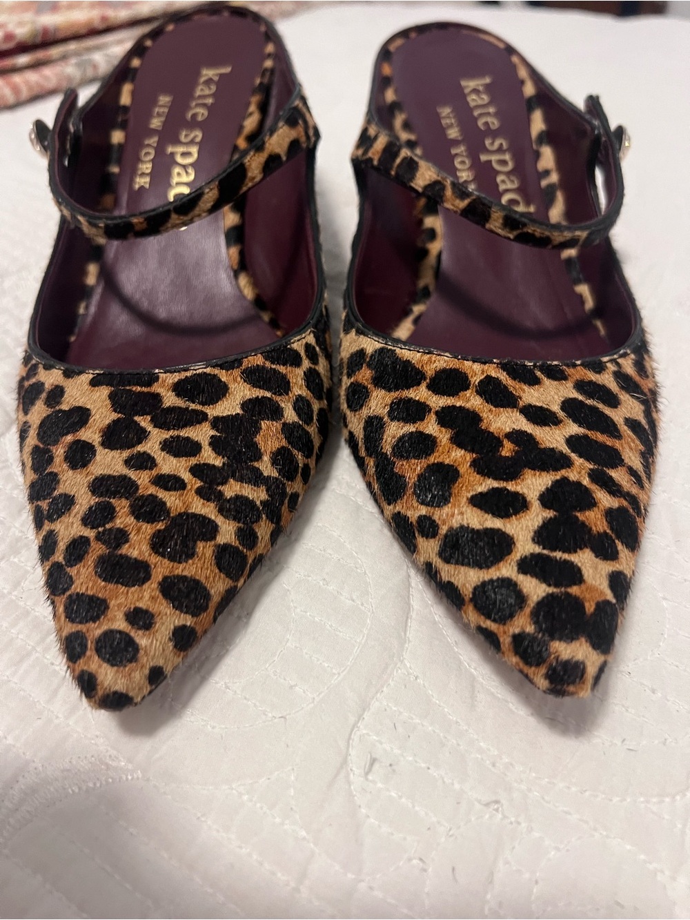 Kate Spade Leopard Print Pointed Toe Mary Jane kitten heels - Size 9